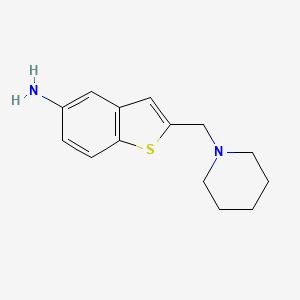 molecular formula C14H18N2S B14326425 Benzo[b]thiophen-5-amine, 2-(1-piperidinylmethyl)- CAS No. 97172-46-8