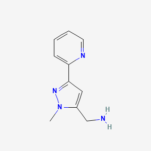 molecular formula C10H12N4 B1432653 (1-methyl-3-(pyridin-2-yl)-1H-pyrazol-5-yl)methanamine CAS No. 1783452-99-2