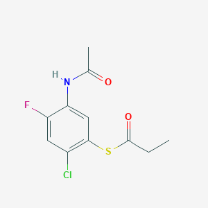 molecular formula C11H11ClFNO2S B14326744 S-(5-Acetamido-2-chloro-4-fluorophenyl) propanethioate CAS No. 110160-72-0