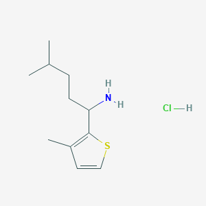 molecular formula C11H20ClNS B1432682 4-Methyl-1-(3-methylthiophen-2-yl)pentan-1-amine hydrochloride CAS No. 1864072-83-2