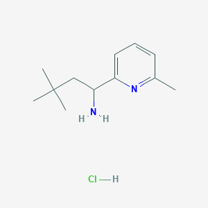 molecular formula C12H21ClN2 B1432683 3,3-Dimethyl-1-(6-methylpyridin-2-yl)butan-1-amine hydrochloride CAS No. 1864057-46-4