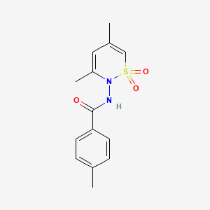 molecular formula C14H16N2O3S B14326840 N-(3,5-Dimethyl-1,1-dioxothiazin-2-yl)-4-methylbenzamide CAS No. 106710-51-4