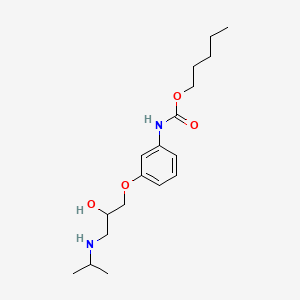 molecular formula C18H30N2O4 B14327121 Carbamic acid, (3-(2-hydroxy-3-((1-methylethyl)amino)propoxy)phenyl)-, pentyl ester CAS No. 102417-19-6