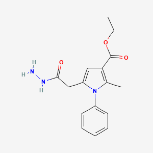 molecular formula C16H19N3O3 B14327135 Ethyl 5-(2-hydrazinyl-2-oxoethyl)-2-methyl-1-phenylpyrrole-3-carboxylate 
