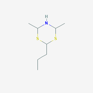 molecular formula C8H17NS2 B14327182 4,6-Dimethyl-2-propyl-1,3,5-dithiazinane CAS No. 104691-38-5