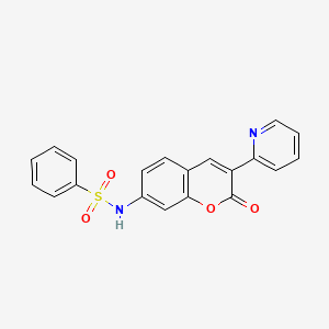 molecular formula C20H14N2O4S B14327210 N-[2-Oxo-3-(pyridin-2-yl)-2H-1-benzopyran-7-yl]benzenesulfonamide CAS No. 103825-72-5