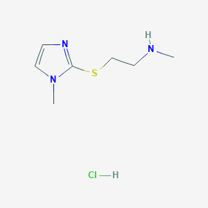 molecular formula C7H14ClN3S B1432786 N-methyl-2-((1-methyl-1H-imidazol-2-yl)thio)ethan-1-amine hydrochloride CAS No. 1864057-86-2