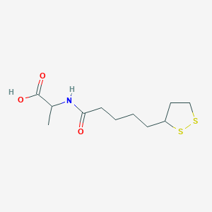molecular formula C11H19NO3S2 B14328653 N-[5-(1,2-dithiolan-3-yl)pentanoyl]alanine 