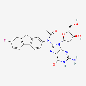 molecular formula C25H23FN6O5 B14329308 Guanosine, 8-(acetyl(7-fluoro-9h-fluoren-2-yl)amino)-2'-deoxy- CAS No. 97235-46-6