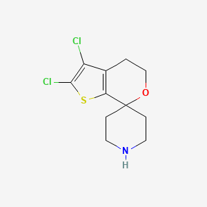 molecular formula C11H13Cl2NOS B1432932 2',3'-Dichloro-4',5'-dihydrospiro[piperidine-4,7'-thieno[2,3-c]pyran] CAS No. 1706454-81-0