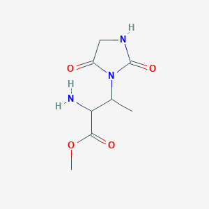 molecular formula C8H13N3O4 B1432933 Methyl 2-amino-3-(2,5-dioxoimidazolidin-1-yl)butanoate CAS No. 1706430-59-2