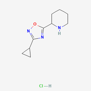 molecular formula C10H16ClN3O B1432936 2-(3-环丙基-1,2,4-噁二唑-5-基)哌啶盐酸盐 CAS No. 1385696-48-9