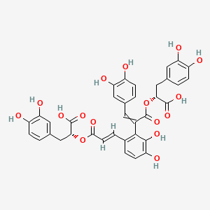 molecular formula C36H30O16 B1432938 (2R)-2-[(E)-3-[2-[3-[(1R)-1-carboxy-2-(3,4-dihydroxyphenyl)ethoxy]-1-(3,4-dihydroxyphenyl)-3-oxoprop-1-en-2-yl]-3,4-dihydroxyphenyl]prop-2-enoyl]oxy-3-(3,4-dihydroxyphenyl)propanoic acid CAS No. 142998-46-7