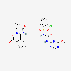 molecular formula C28H32ClN7O7S B14329417 Chlorsulfuron-Imazamethabenz mixt. CAS No. 110586-87-3
