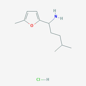 molecular formula C11H20ClNO B1432945 4-Methyl-1-(5-methylfuran-2-yl)pentan-1-amine hydrochloride CAS No. 1864056-34-7