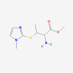 molecular formula C9H15N3O2S B1432951 methyl 2-amino-3-((1-methyl-1H-imidazol-2-yl)thio)butanoate CAS No. 1706428-08-1