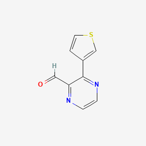 molecular formula C9H6N2OS B1432953 3-(Thiophen-3-yl)pyrazine-2-carbaldehyde CAS No. 1823490-40-9