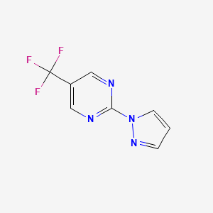 molecular formula C8H5F3N4 B1432979 2-(1H-Pyrazol-1-YL)-5-(trifluoromethyl)pyrimidine CAS No. 1398504-38-5