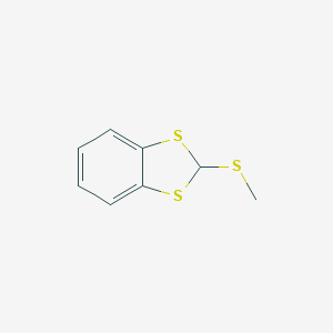 molecular formula C8H8S3 B143298 2-(Methylthio)-1,3-benzodithiole CAS No. 126319-27-5