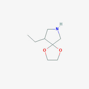 molecular formula C8H15NO2 B1432988 9-Ethyl-1,4-dioxa-7-azaspiro[4.4]nonane CAS No. 1421603-46-4