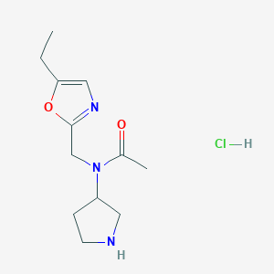 molecular formula C12H20ClN3O2 B1432995 N-[(5-ethyl-1,3-oxazol-2-yl)methyl]-N-(pyrrolidin-3-yl)acetamide hydrochloride CAS No. 1421601-19-5