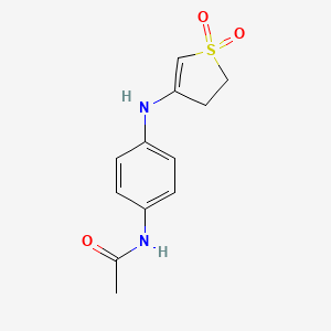 molecular formula C12H14N2O3S B1432998 N-{4-[(1,1-dioxo-4,5-dihydro-1$l^{6}-thiophen-3-yl)amino]phenyl}acetamide CAS No. 1384431-27-9