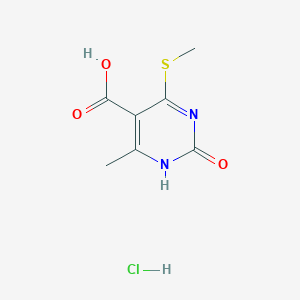 molecular formula C7H9ClN2O3S B1433019 6-Methyl-4-(methylsulfanyl)-2-oxo-1,2-dihydropyrimidine-5-carboxylic acid hydrochloride CAS No. 1384429-72-4