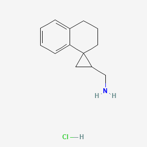 molecular formula C13H18ClN B1433022 3',4'-dihydro-2'H-spiro[cyclopropane-1,1'-naphthalene]-3-ylmethanamine hydrochloride CAS No. 1394040-37-9
