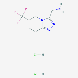 [6-(trifluoromethyl)-5H,6H,7H,8H-[1,2,4]triazolo[4,3-a]pyridin-3-yl]methanamine dihydrochloride