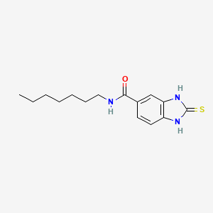 molecular formula C15H21N3OS B14330528 N-Heptyl-2-sulfanylidene-2,3-dihydro-1H-benzimidazole-5-carboxamide CAS No. 103481-26-1