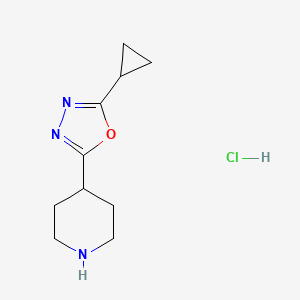 molecular formula C10H16ClN3O B1433066 4-(5-Cyclopropyl-1,3,4-oxadiazol-2-yl)piperidine hydrochloride CAS No. 1402232-88-5