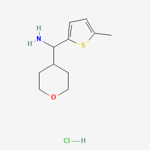 molecular formula C11H18ClNOS B1433067 (5-methylthiophen-2-yl)(tetrahydro-2H-pyran-4-yl)methanamine hydrochloride CAS No. 1864057-02-2