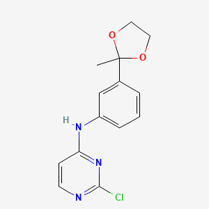 molecular formula C14H14ClN3O2 B1433070 2-Chloro-N-[3-(2-methyl-1,3-dioxolan-2-yl)phenyl]pyrimidin-4-amine CAS No. 1707367-51-8