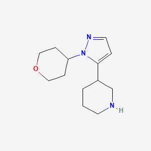 molecular formula C13H21N3O B1433074 3-[1-(氧杂-4-基)-1H-吡唑-5-基]哌啶 CAS No. 1707361-95-2