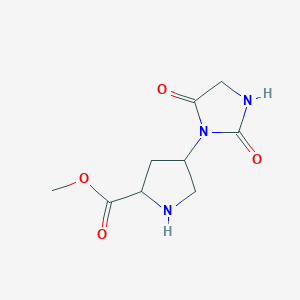 molecular formula C9H13N3O4 B1433085 Methyl 4-(2,5-dioxoimidazolidin-1-yl)pyrrolidine-2-carboxylate CAS No. 1706430-02-5