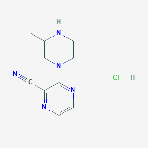 molecular formula C10H14ClN5 B1433097 3-(3-甲基哌嗪-1-基)吡嗪-2-甲腈盐酸盐 CAS No. 1384428-66-3