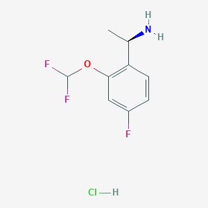 molecular formula C9H11ClF3NO B1433106 (1R)-1-[2-(difluoromethoxy)-4-fluorophenyl]ethan-1-amine hydrochloride CAS No. 1384435-41-9