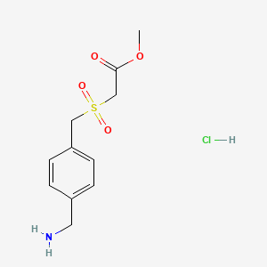 molecular formula C11H16ClNO4S B1433110 Methyl 2-{[4-(aminomethyl)phenyl]methanesulfonyl}acetate hydrochloride CAS No. 1394042-00-2