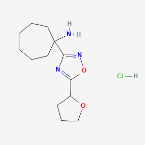 molecular formula C13H22ClN3O2 B1433114 1-[5-(Oxolan-2-yl)-1,2,4-oxadiazol-3-yl]cycloheptan-1-amine hydrochloride CAS No. 1423032-20-5