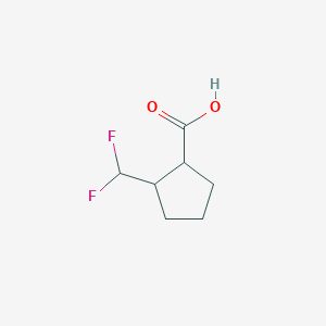 molecular formula C7H10F2O2 B1433116 2-(Difluoromethyl)cyclopentane-1-carboxylic acid CAS No. 1421601-91-3
