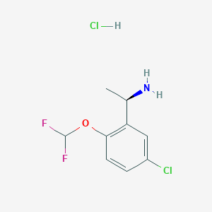molecular formula C9H11Cl2F2NO B1433119 (1R)-1-[5-chloro-2-(difluoromethoxy)phenyl]ethan-1-amine hydrochloride CAS No. 1384435-42-0