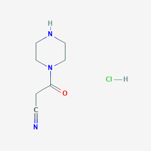 molecular formula C7H12ClN3O B1433128 3-Oxo-3-(piperazin-1-yl)propanenitrile hydrochloride CAS No. 1394042-17-1