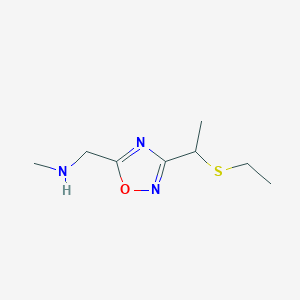 molecular formula C8H15N3OS B1433129 ({3-[1-(Ethylsulfanyl)ethyl]-1,2,4-oxadiazol-5-yl}methyl)(methyl)amine CAS No. 1394682-47-3