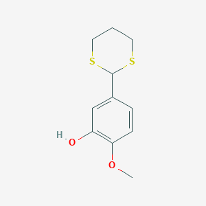 molecular formula C11H14O2S2 B14331389 Phenol, 5-(1,3-dithian-2-yl)-2-methoxy- CAS No. 110815-90-2
