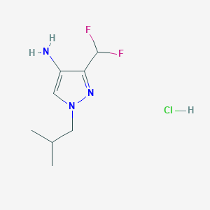 molecular formula C8H14ClF2N3 B1433156 3-(二氟甲基)-1-(2-甲基丙基)-1H-吡唑-4-胺盐酸盐 CAS No. 1423034-57-4