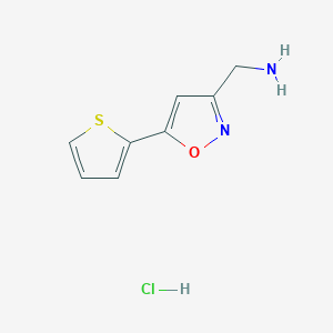 molecular formula C8H9ClN2OS B1433164 {[5-(2-Thienyl)isoxazol-3-yl]methyl}amine hydrochloride CAS No. 1323536-42-0