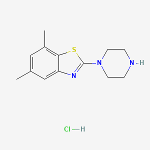 molecular formula C13H18ClN3S B1433185 5,7-Dimethyl-2-piperazin-1-yl-1,3-benzothiazole hydrochloride CAS No. 1820604-20-3