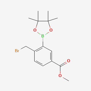molecular formula C15H20BBrO4 B1433189 methyl 4-(bromomethyl)-3-(tetramethyl-1,3,2-dioxaborolan-2-yl)benzoate CAS No. 1626407-50-8
