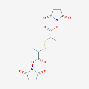 molecular formula C14H16N2O8S2 B14332065 bis(2,5-Dioxopyrrolidin-1-yl) 2,2'-disulfanediyldipropanoate 
