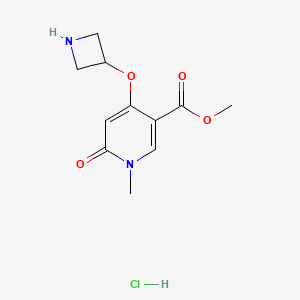 molecular formula C11H15ClN2O4 B1433229 Methyl 4-(azetidin-3-yloxy)-1-methyl-6-oxo-1,6-dihydropyridine-3-carboxylate hydrochloride CAS No. 1864074-79-2